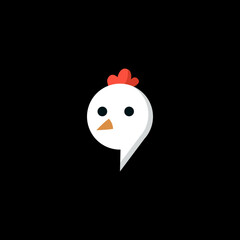 chicken message chat app logo vector illustration template design