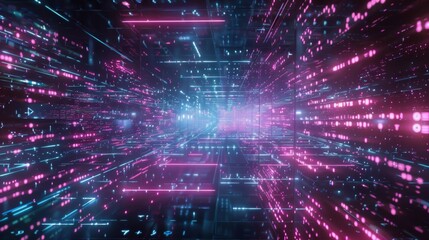 Obraz premium Futuristic holographic lines of code in a high-tech digital environment