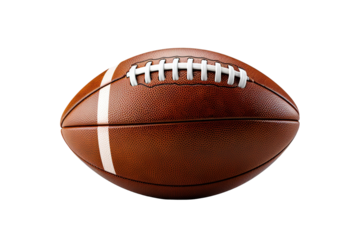 A Leather American Football Ready for the Big Game on a Clear PNG or White Background.