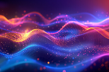 Obraz premium abstract background with colorful waves and glowing dots. concept of technology design for banner or presentation