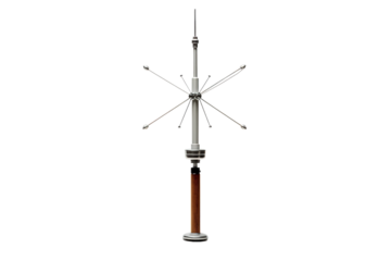 A Silver Antenna Tower Against a White Background on a Clear PNG or White Background.