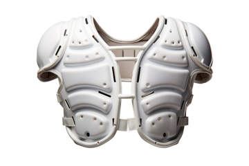 White Football Shoulder Pads for Protection and Performance on a Clear PNG or White Background.