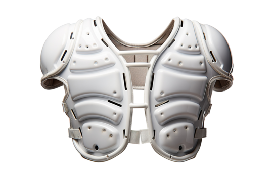 White Football Shoulder Pads for Protection and Performance on a Clear PNG or White Background. - Powered by Adobe