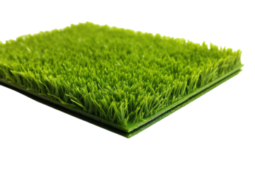 A Close-Up View of Lush Artificial Turf on a Clear PNG or White Background.