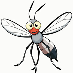A Cartoon vector illustration of a mosquito 
