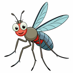 A Cartoon vector illustration of a mosquito 
