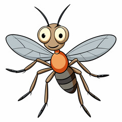 A Cartoon vector illustration of a mosquito 
