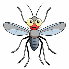 A Cartoon vector illustration of a mosquito 
