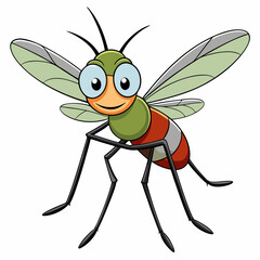 A Cartoon vector illustration of a mosquito 
