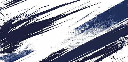 Obraz premium Abstract navy blue and white grunge brush strokes on a light grey background 