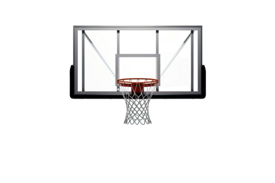 A Basketball Hoop Against A Crisp White Background, Ready For Action on a Clear PNG or White Background.
