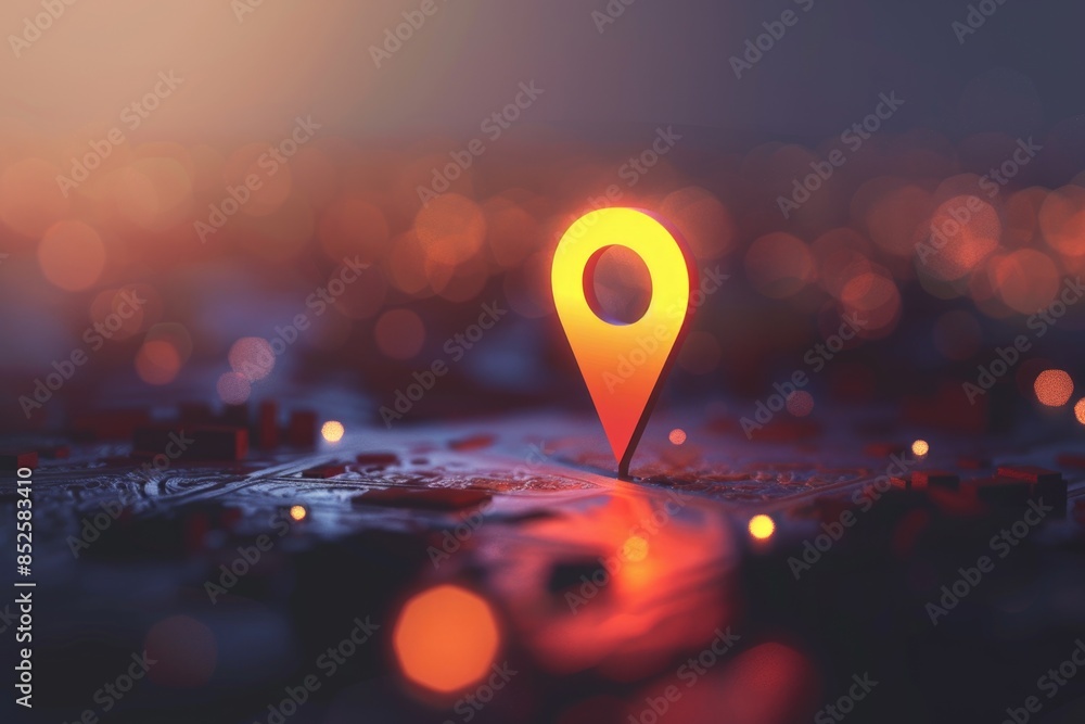 Poster a map with a red pin marking a specific location