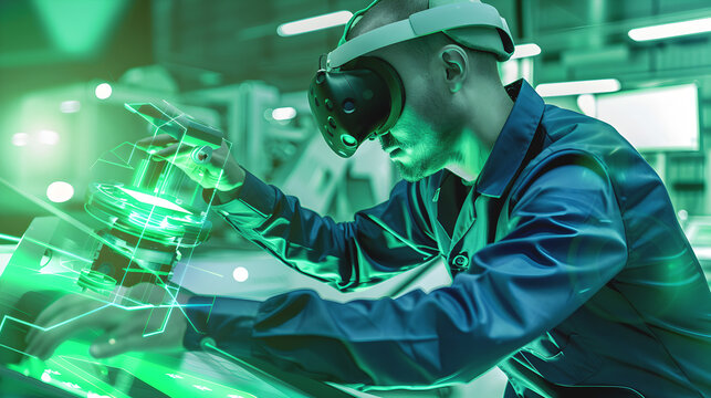 Doctor working with holographic images. Multimodal AI model analyzing medical images and textual data in modern hospital