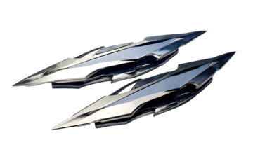 Two Metallic Blades in a White Studio Setting on a Clear PNG or White Background.