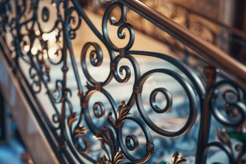 A close-up shot of a metal railing on a building facade, suitable for architecture or urban planning projects