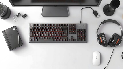 A computer keyboard and mouse are essential input devices used to interact with a computer. The keyboard, featuring an array of keys, allows users to input text, execute commands, and control various 
