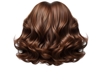 Naklejka premium Luxurious Chocolate Brown Curls Cascading Down the Back on a Clear PNG or White Background.