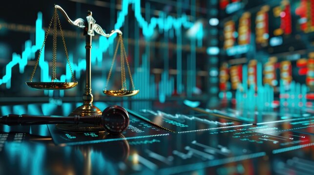 A scale of justice on the monitor of a computer, a symbol of fairness and equality in a digital age