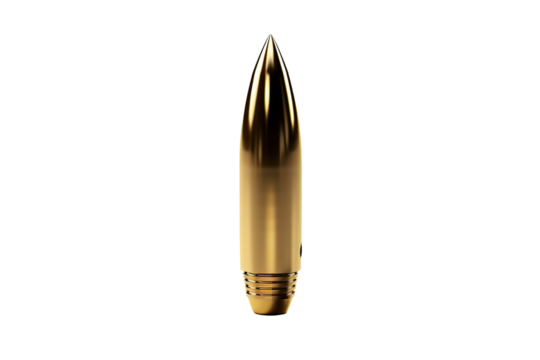 A Golden Bullets Silent Promise Against A White Background on a Clear PNG or White Background.