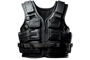 A Tactical Black Vest Ready for Action on a Clear PNG or White Background.