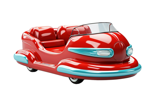 A Shiny Red Bumper Car Ready For Thrilling Rides on a Clear PNG or White Background.