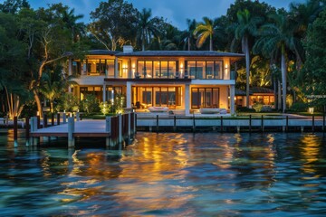 Waterfront Luxury: Stunning Island House with Pier at Water's Edge