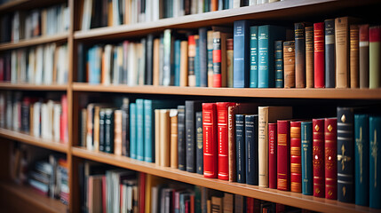 library shelves with books