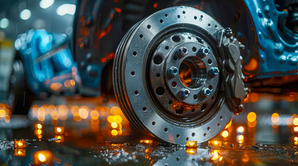 A car brake disc, car service concept