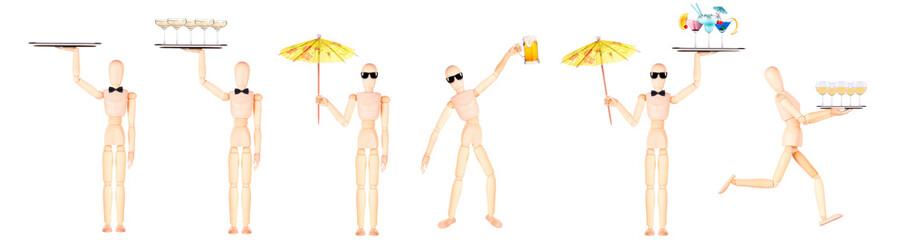 wooden Dummy waiter with wine on tray