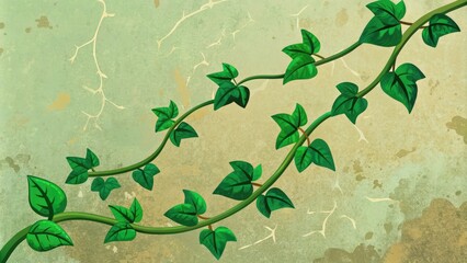 Ivy Vines Growing on a Green Wall