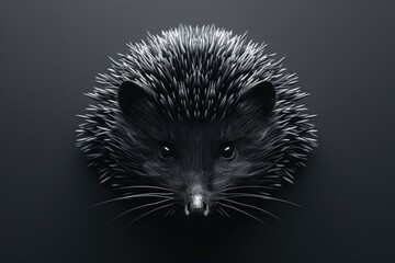 A close-up shot of a hedgehog's face in black and white