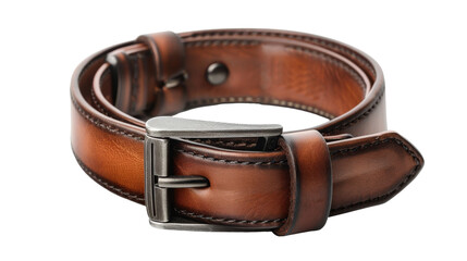 A Classic Brown Leather Belt With a Silver Buckle