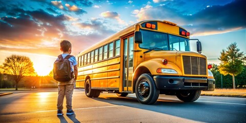 Morning Commute to School. Waiting for the school bus.