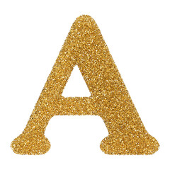 Golden Glitter 3D Font Letter A uppercase