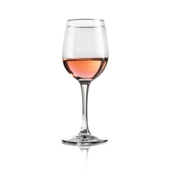 Glass of rose pink wine isolated on transparent background