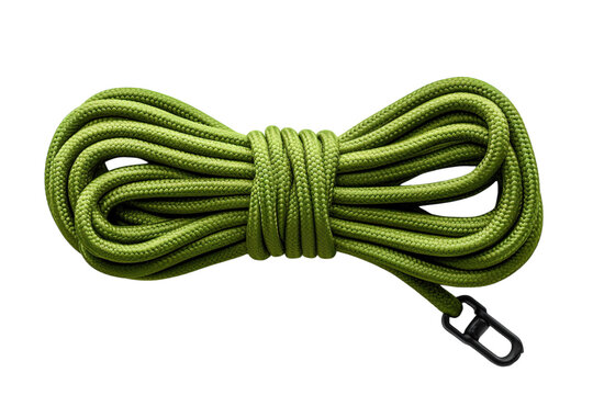 A Single Strand of Olive Green Paracord, Coiled and Ready for Adventure on a Clear PNG or White Background. - Powered by Adobe