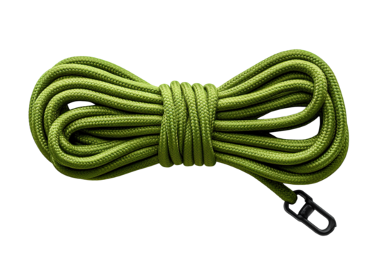 A Single Strand of Olive Green Paracord, Coiled and Ready for Adventure on a Clear PNG or White Background.
