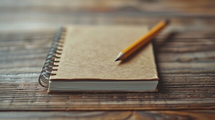 Yellow Pencil on a Brown Notebook