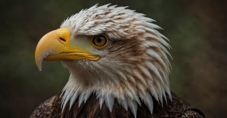 Fototapeta premium Frontal eagle portrait, sharp yellow beak.