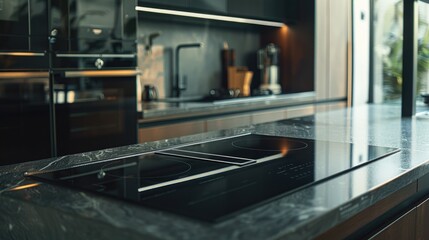 A kitchen with a stove top oven and a window, ideal for cooking and natural light