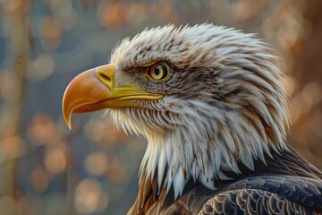 Fototapeta premium A close-up shot of a bird of prey's face, with the background blurred