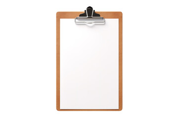 A Blank Slate: A Wooden Clipboard Awaits Its Fate on a Clear PNG or White Background.