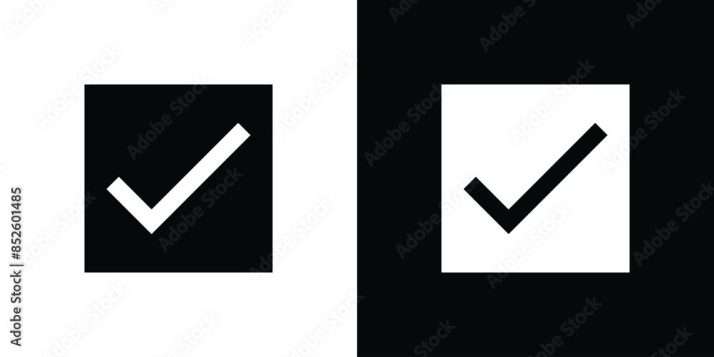 Poster check mark icon. tick symbol in square vector