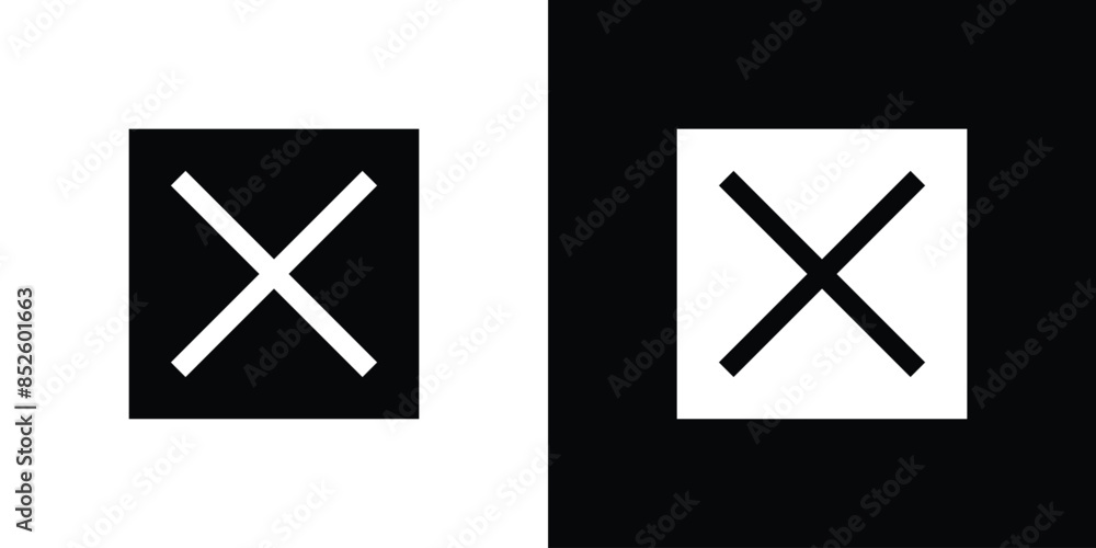 Poster cross mark icon in square vector
