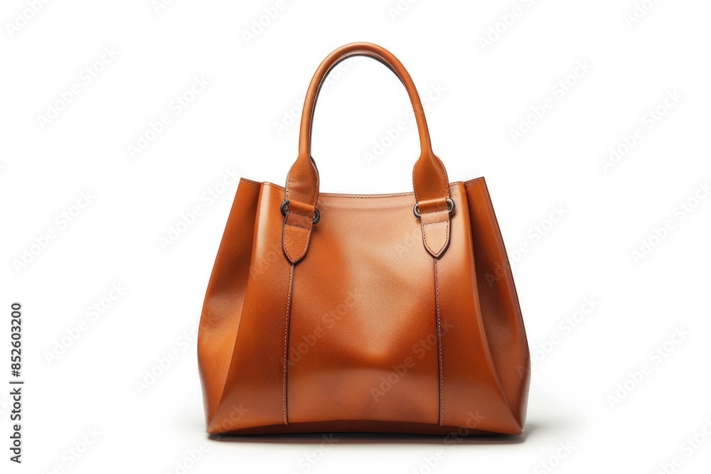 Wall mural A brown leather handbag on a simple white background