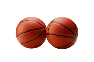 Fototapeta premium Two Basketball Balls Resting Side By Side Against a Clean White Background on a Clear PNG or White Background.