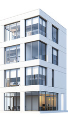 Obraz premium Modern Office Building isolated. transparent exterior cityscape architecture building assets. glass facade skyscaper.