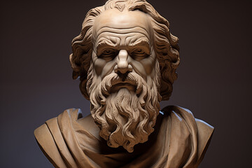 Statue of the philosopher Socrates on a black background. Topics related to philosophy. Greek antiquity. Philosophy of Stoicism. Socratic.