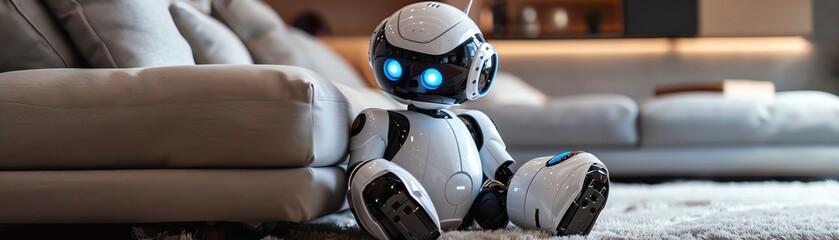 Fototapeta premium full-body android pet robot providing companionship, lifelike interaction, sleek appearance