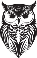 Black and white owl silhouette, vector illustration